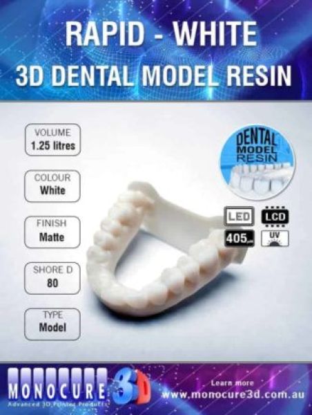 Monocure 3D - Rapid Dental Resin - 1,25 l - White